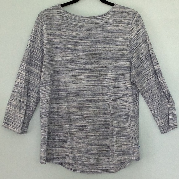 Liz Claiborne Weekend blue/white stripe scoop neck, 3/4 sleeve top Size XL - Picture 5 of 10